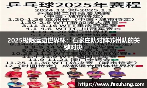 2025极限运动世界杯：石家庄队对阵苏州队的关键对决